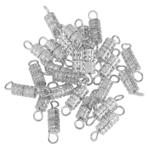 SAFIGLE 50 Stück Schraubverschluss aus Kupfer Silberfarbig Schmuckverschluss für Halsketten Armbänder DIY Schmuckzubehör Einfach zu Montieren Langlebig und Elegant von SAFIGLE