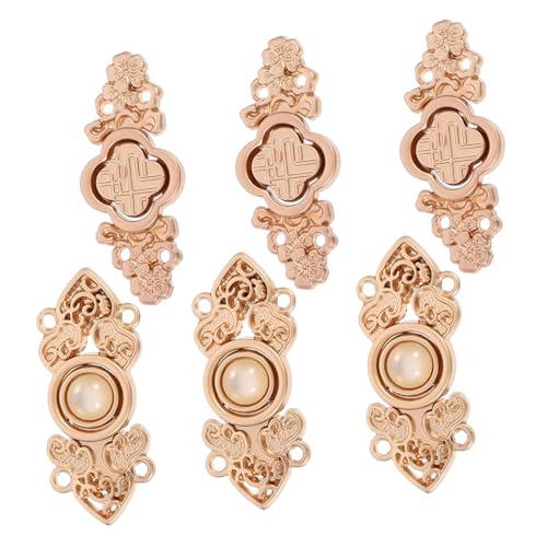 SAFIGLE 6 Paare Teiliges Traditionelle Chinesische Metallknöpfe Wolkenblütenmuster Vintage design für Cheongsam Hanfu Retro bekleidung Langlebige Zinklegierung Stilvolle und Elegante von SAFIGLE