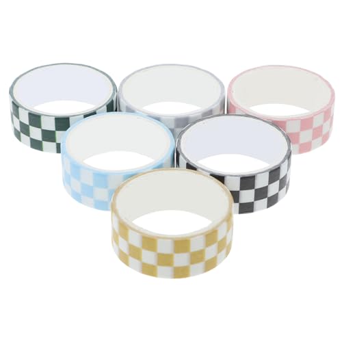 SAFIGLE 6 Rollen Kariertes Washi Tape Dekoratives DIY Klebeband für Scrapbooking Geschenkverpackung Basteln Planer Tagebuch Einfach Klebend Rückstandsfrei Vielseitig Verwendbar von SAFIGLE