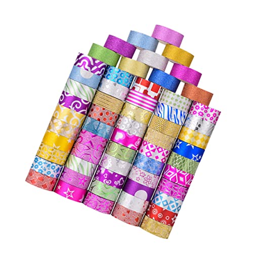 SAFIGLE 60 Rollen Washi Tape Glitzer Papier Klebeband mit Einzigartigem Muster Leicht Abreißbar kein Kleberückstand Vielseitig für DIY Basteln Planer Dekoration Scrapbooking Geeignet von SAFIGLE
