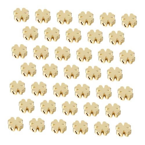 SAFIGLE 60 Stück Goldene Abstandsperlen Vierblattkleeblatt Design Vergoldet Lose Schmuckperlen für DIY Armbänder Basteln Große Lochgröße Geeignet für Damen SAFIGLE 60 Stück Goldene Abstandsperlen Vierblattkleeblatt Design Vergoldet Lose Schmuckperlen für DIY Armbänder Basteln Große Lochgröße Geeignet für Damen von SAFIGLE