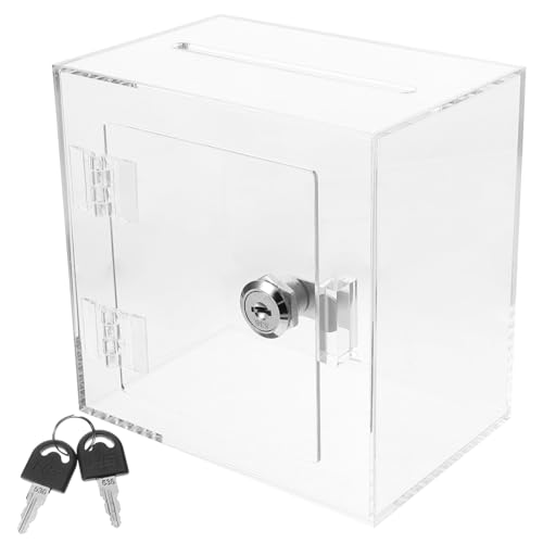 SAFIGLE Abschließbare Transparente Acryl spendenbox mit Schloss Multifunktionale Wahlurne und Kommentarbox Robuste Aufbewahrungsbox für Fundraising Briefe Spenden und Beschwerden von SAFIGLE
