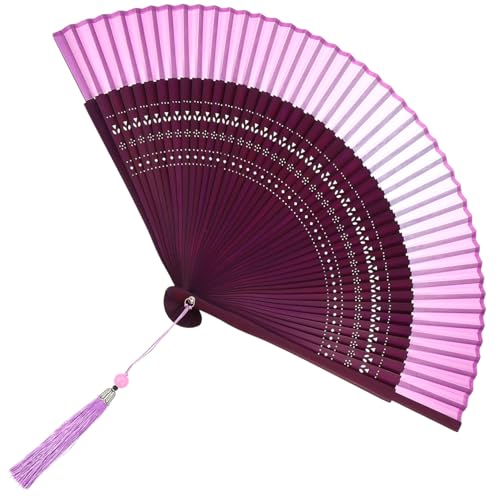 SAFIGLE Chinesischer Faltbarer Handfächer mit Quaste Langlebiger Bambus Fächer für Tanz Party Hochzeit Vintage Design Tragbarer Orientalischer Handventilator Farbverlauf Lila SAFIGLE Chinesischer Faltbarer Handfächer mit Quaste Langlebiger Bambus Fächer für Tanz Party Hochzeit Vintage Design Tragbarer Orientalischer Handventilator Farbverlauf Lila von SAFIGLE