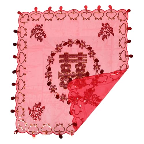 SAFIGLE Rotes Brautschleier Spitzenschleier mit Chinesischem Design Atmungsaktives Halbdurchsichtiges Spitzenmaterial Kurzes Hochzeitskopfschmuck-accessoire für Brautfeier und Cosplay SAFIGLE Rotes Brautschleier Spitzenschleier mit Chinesischem Design Atmungsaktives Halbdurchsichtiges Spitzenmaterial Kurzes Hochzeitskopfschmuck-accessoire für Brautfeier und Cosplay von SAFIGLE