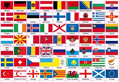 63 Aufkleber EUROPE verschiedene Länderflaggen und Gebiete in Europa von SAFIRMES