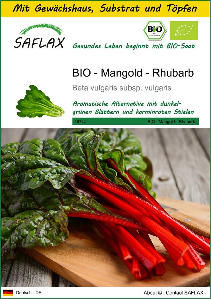 SAFLAX Gemüsesamen SAFLAX - Anzuchtset - BIO - Mangold - Rhubarb von SAFLAX