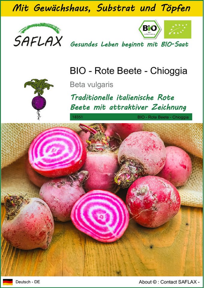 SAFLAX Gemüsesamen SAFLAX - Anzuchtset - BIO - Rote Beete - Chioggia SAFLAX Gemüsesamen SAFLAX - Anzuchtset - BIO - Rote Beete - Chioggia von SAFLAX