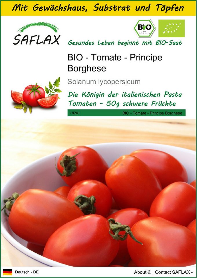 SAFLAX Gemüsesamen SAFLAX - Anzuchtset - BIO - Tomate - Principe Borghese von SAFLAX