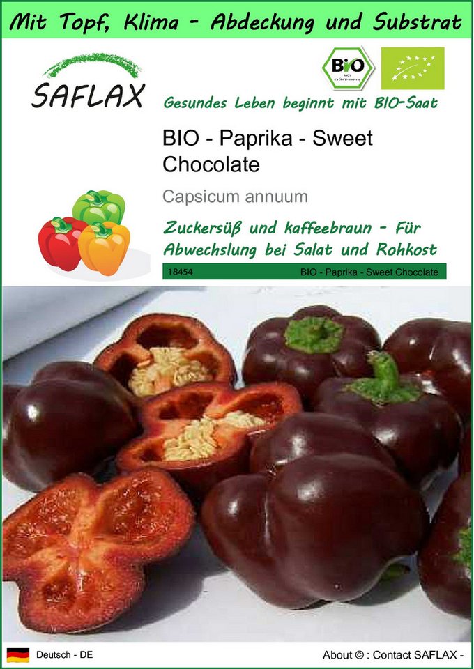 SAFLAX Gemüsesamen SAFLAX - Garden to go - BIO - Paprika - Sweet Chocolate von SAFLAX