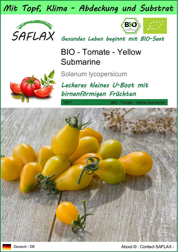 SAFLAX Gemüsesamen SAFLAX - Garden to go - BIO - Tomate - Yellow Submarine von SAFLAX