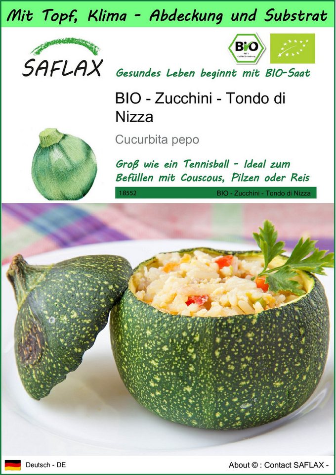 SAFLAX Gemüsesamen SAFLAX - Garden to go - BIO - Zucchini - Tondo di Nizza von SAFLAX