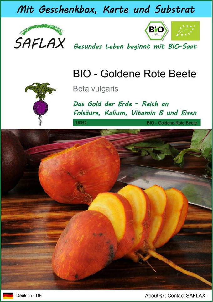 SAFLAX Gemüsesamen SAFLAX - Geschenkset - BIO - Goldene Rote Beete von SAFLAX