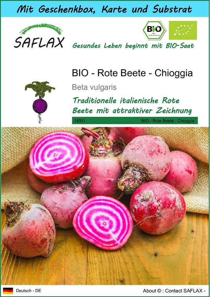 SAFLAX Gemüsesamen SAFLAX - Geschenkset - BIO - Rote Beete - Chioggia von SAFLAX