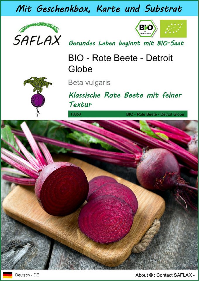 SAFLAX Gemüsesamen SAFLAX - Geschenkset - BIO - Rote Beete - Detroit Globe von SAFLAX