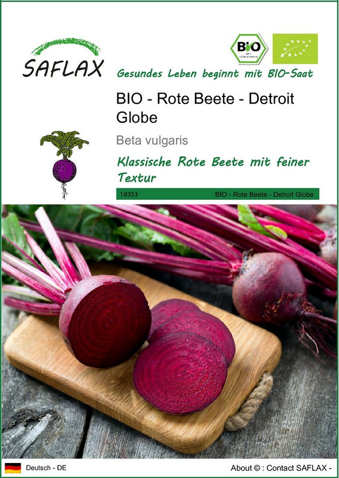 SAFLAX Gemüsesamen SAFLAX - Samen - BIO - Rote Beete - Detroit Globe von SAFLAX
