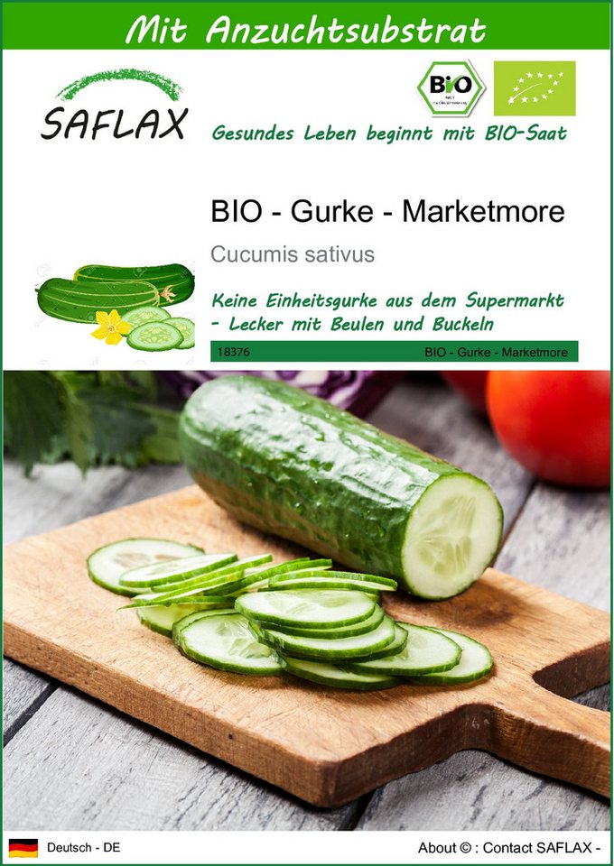 SAFLAX Gemüsesamen SAFLAX - Samen und Substrat - BIO - Gurke - Marketmore von SAFLAX