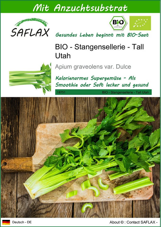 SAFLAX Gemüsesamen SAFLAX - Samen und Substrat - BIO - Stangensellerie - Tall Utah von SAFLAX