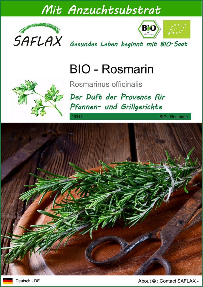 SAFLAX Kräutersamen SAFLAX - Samen und Substrat - BIO - Rosmarin von SAFLAX