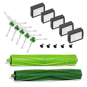 Ersatzteile für iRobot Roomba iRobot Roomba E & I Serie i7+ i3+ i4+ i6+ i8+ j7+/Plus E5 E6 E7, 1 Satz Gummibürsten, 5 Hochleistungsfilter, 5 Seitenbürsten von SAFSJBLGAS