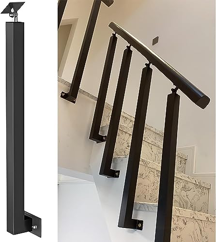 SAFWEL Treppengeländer Geländer Seitlich angebracht, Treppengeländerpfosten für Flur/Pool/Garage, Schwarze quadratische Eisendeck-Geländersäule, 80/85/90/95/100 cm hoch (Color : 10pack, Size : 120cm von SAFWEL