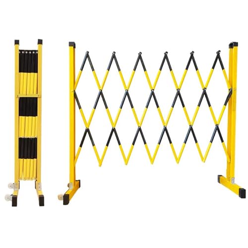 WUZM Versenkbare Barrikade Ausziehbare Mobile Auffahrt Zaun Robuste Stahl Sicherheitsschranke Tragbar Scherentor for Straßenabsperrung Bauwesen (Color : Yellow Black, Size : 1.2x6m) von SAFWEL