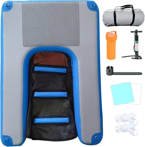 Deckschwimmkissen Haustier Klettern Leiter Schwimmen Ruhe Plattform für Hunde bis 60 kg, Klappbare Wasser schwimmende Rampe Leiter für Boote/Pools/Meer/See, 150x100x10cm(Blue) von SAFWELAU
