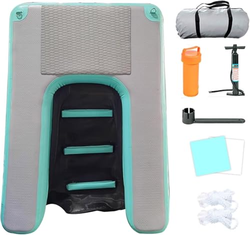 Deckschwimmkissen Haustier Klettern Leiter Schwimmen Ruhe Plattform für Hunde bis 60 kg, Klappbare Wasser schwimmende Rampe Leiter für Boote/Pools/Meer/See, 150x100x10cm(Green) von SAFWELAU