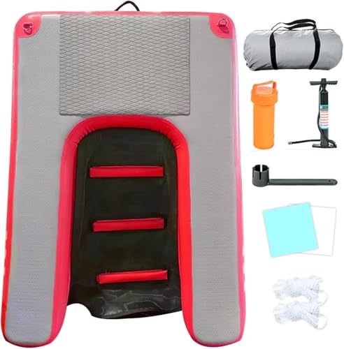 Deckschwimmkissen Haustier Klettern Leiter Schwimmen Ruhe Plattform für Hunde bis 60 kg, Klappbare Wasser schwimmende Rampe Leiter für Boote/Pools/Meer/See, 150x100x10cm(Red) von SAFWELAU