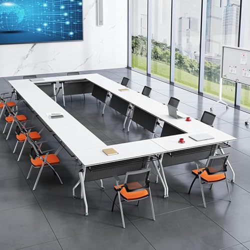 SAFWELAU Bürotisch Klappbarer Konferenztisch mit Rollen, Mobiler Schulungstisch für Büro Heim Klassenzimmer 2-10 Stück(10pcs,55inch) von SAFWELAU