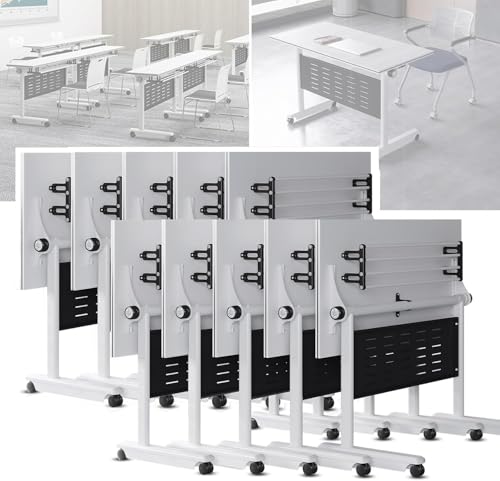 SAFWELAU Bürotisch Mobiler Klapptisch für Konferenzbüro Schulungsräume, Seminartisch Homeoffice mit Rollen von SAFWELAU