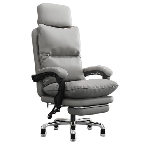 SAFWELAU Chefsessel Design Bürostuhl Mit Fußauflage, Ergonomisches hohes Rückendesign Mit Verstellbarer Kopfstütze, Komfortabler Computerstuhl aus PU-Leder von SAFWELAU