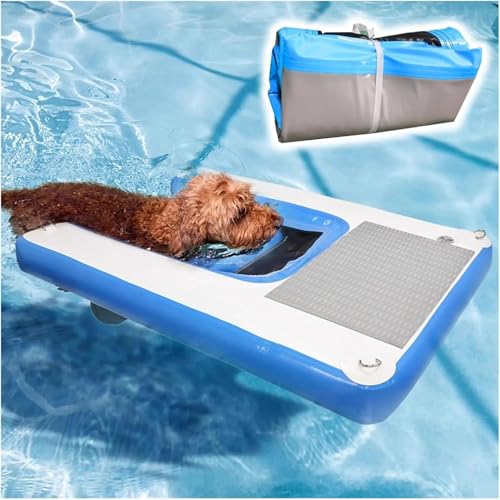SAFWELAU Deckschwimmkissen Aufblasbare Hundebootsrampe, Große Hunde Ponton Dock Plattform für Pools, Boote, Docks, Meer und See, Tragbare Float Leiter, Hohe Sichtbarkeit(Blue) von SAFWELAU