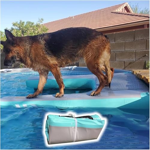 SAFWELAU Deckschwimmkissen Tragbare Hund Pool Rampe für Strand/Boote/Docks, Schwimmende Rampe Leiter für Hunde bis zu 132 Pfund, PVC-Stichfeste Oberfläche(Green) von SAFWELAU