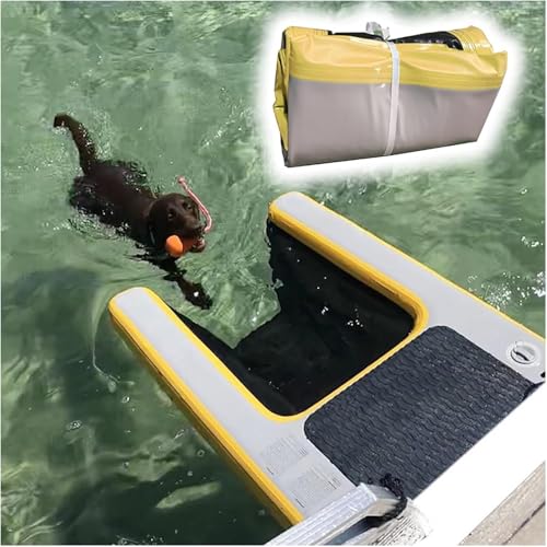 SAFWELAU Deckschwimmkissen Tragbare Hund Pool Rampe für Strand/Boote/Docks, Schwimmende Rampe Leiter für Hunde bis zu 132 Pfund, PVC-Stichfeste Oberfläche(Yellow) von SAFWELAU