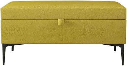 SAFWELAU Osmanische Bank Faltbarer Sitzhocker Gepolsterte rechteckige Ottoman-Bank mit Stauraum mit Metallfuß, Multifunktionskinderspielzeug-Kasten-Hocker, 150kg Belastung (Color : Yellow, Size : 10 von SAFWELAU