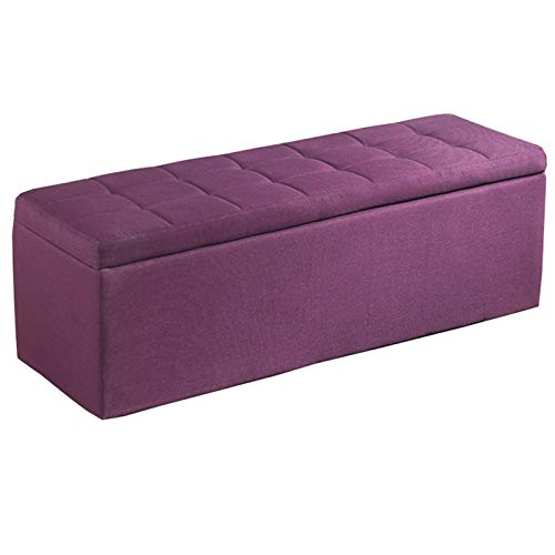 SAFWELAU Osmanische Bank Faltbarer Sitzhocker Sofahocker aus Stoff Spielzeug Aufbewahrungsbox Klappdeckel Schuhbank aus massivem Holz Schlafzimmer Wohnzimmer Lagergewicht 150kg (Color : Purple, Size von SAFWELAU