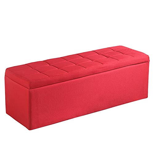 SAFWELAU Osmanische Bank Faltbarer Sitzhocker Sofahocker aus Stoff Spielzeug Aufbewahrungsbox Klappdeckel Schuhbank aus massivem Holz Schlafzimmer Wohnzimmer Lagergewicht 150kg (Color : Red, Size : von SAFWELAU