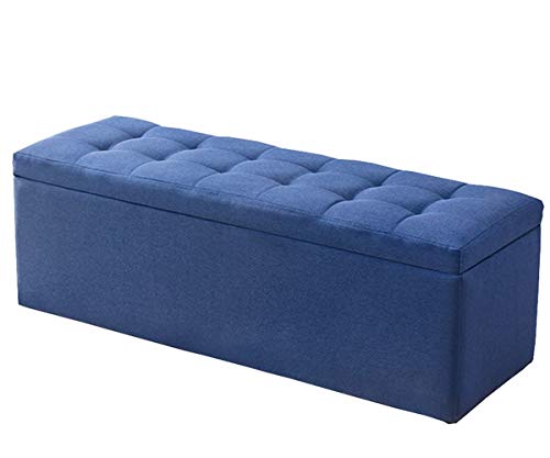 SAFWELAU Osmanische Bank Faltbarer Sitzhocker Stoffschuhbank Rechteckige Lagerung Gepolsterter Sitz Bekleidungsgeschäft Sofa Bank Mehrere Größen (Color : Blue, Size : 120cm/47.2in) von SAFWELAU