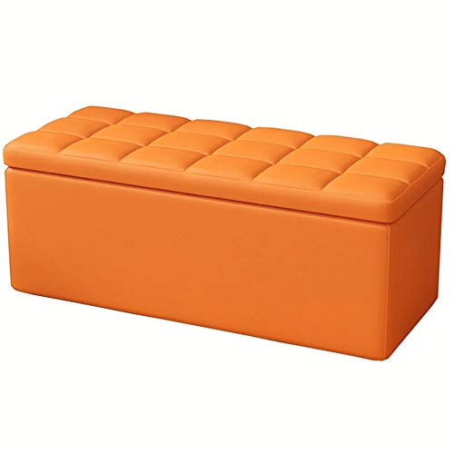 SAFWELAU Osmanische Bank Sitzbank Sitztruhe Multifunktionale Aufbewahrungsbox PU Leder Erwachsene Sofabank Hohe Kapazität Massivholzrahmen Stark tragen 39 x 16 x 16 in (Color : Orange) von SAFWELAU