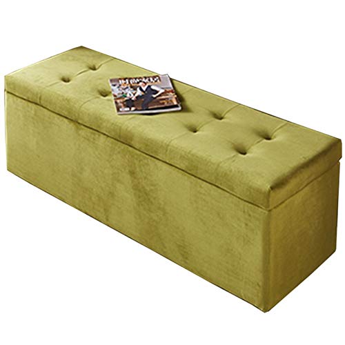 SAFWELAU Osmanische Bank Sitzbank Sitztruhe Stoff Schuhwechselhocker Aufbewahrungskiste 150 kg Rechteckiges Sofa für Wohnzimmer Schlafzimmer (Color : Light Green, Size : 120cm/47in) von SAFWELAU