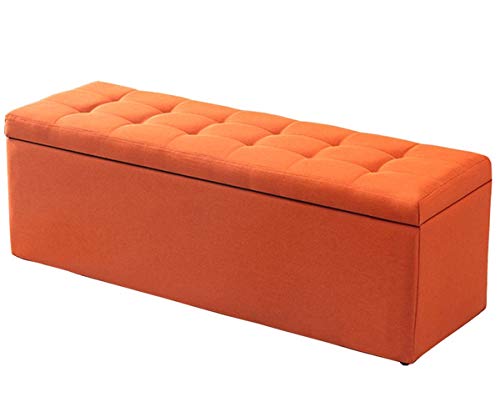 SAFWELAU Osmanische Bank Sitzbank Sitztruhe Wohnzimmer Sofa Bank Modernes Tufting-Design Aufbewahrungsbox for Spielzeug Zuhause Ottomane Tragfähigkeit 330 lbs 100x40x40cm (Color : Orange) von SAFWELAU