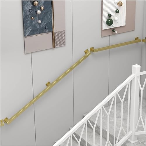 SAFWELAU Treppengeländer Handlauf für Treppen für Innen- und Außentreppen, Haltegriff-Set für Vierkantrohr-Handläufe, 1m-7m lang Geländer zur Wandmontage (Color : Gold, Size : 550cm(18ft)) von SAFWELAU