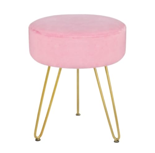 Fußhocker Fußbank 1Pcs Moderne Hause Fußstütze Runde Fußhocker Samt Fußablage für Wohnzimmer(Pink) von SAGELSHN