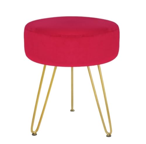 Fußhocker Fußbank 1Pcs Moderne Hause Fußstütze Runde Fußhocker Samt Fußablage für Wohnzimmer(Rood) von SAGELSHN