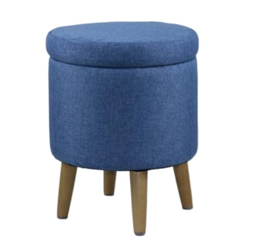 Fußhocker Fußbank Fußhocker Mit Abnehmbarer, Gepolsterter Sitzfläche Verstecktem Platz Und Holzbeinen Fußablage für Wohnzimmer(Blue) von SAGELSHN
