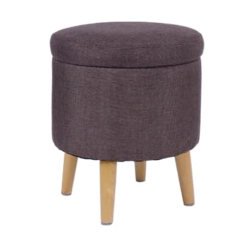 Fußhocker Fußbank Fußhocker Mit Abnehmbarer, Gepolsterter Sitzfläche Verstecktem Platz Und Holzbeinen Fußablage für Wohnzimmer(Brown) von SAGELSHN