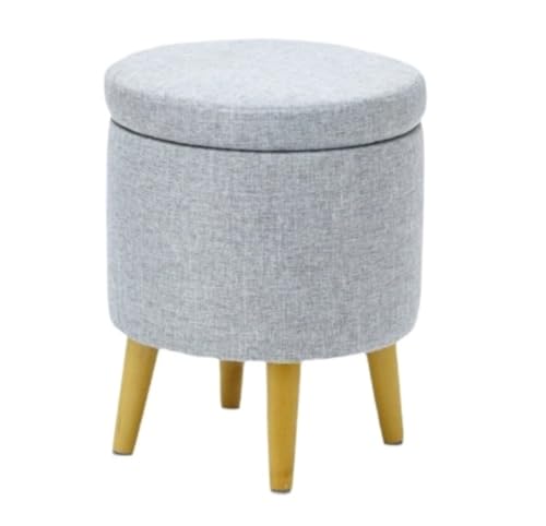 Fußhocker Fußbank Fußhocker Mit Abnehmbarer, Gepolsterter Sitzfläche Verstecktem Platz Und Holzbeinen Fußablage für Wohnzimmer(Grey) von SAGELSHN