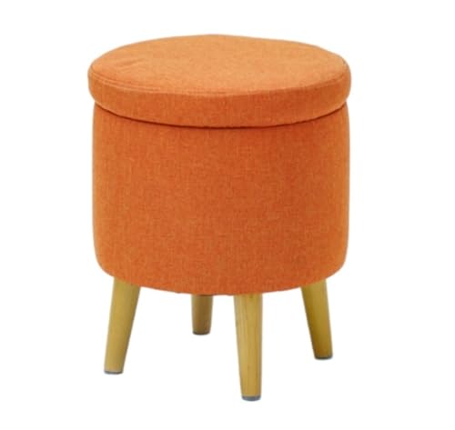 Fußhocker Fußbank Fußhocker Mit Abnehmbarer, Gepolsterter Sitzfläche Verstecktem Platz Und Holzbeinen Fußablage für Wohnzimmer(Orange) von SAGELSHN