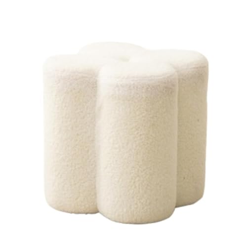 SAGELSHN Fußhocker Fußbank Blütenblattförmiger Fußhocker, Blumensofa, Fußstütze, Gepolsterter Pouf Fußablage für Wohnzimmer(White) von SAGELSHN
