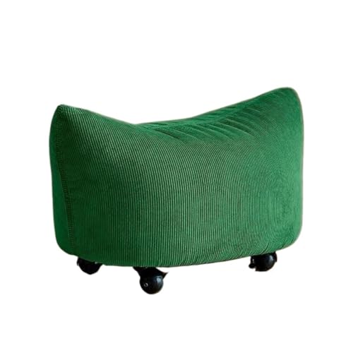 SAGELSHN Fußhocker Fußbank Cord-Fußhocker Mit Drehbaren Rädern, Fußstütze for Das Wohnzimmer Fußablage für Wohnzimmer(Grün) von SAGELSHN
